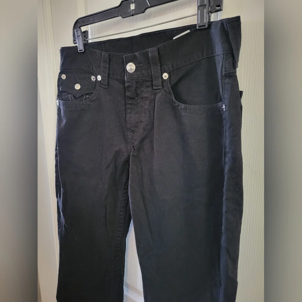 True Religion Section Straight Leg Jeans with Flap Pockets Black Size 32 Waist